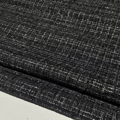 Shimmery Black Tweed - Metallic Plaid Fabric with Elegant Texture