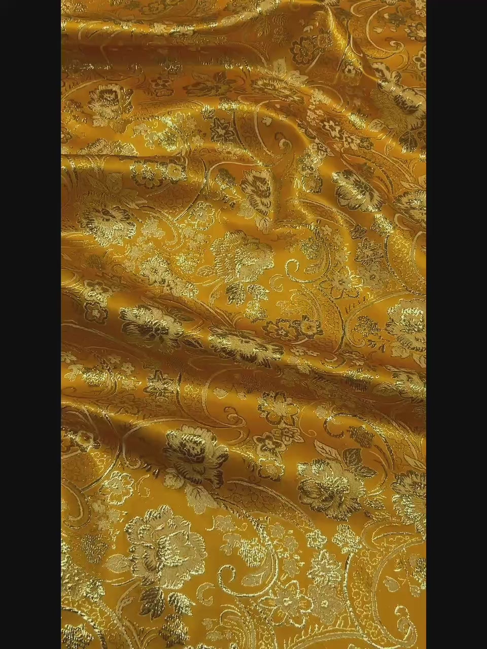 Glitter Golden Floral Jacquard Brocade - Luxury Metallic Textile