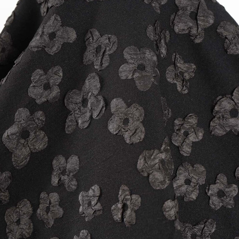 Black Floral Embossed Jacquard Fabric For Dress Making