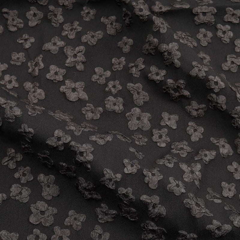 Black Floral Embossed Jacquard Fabric For Dress Making