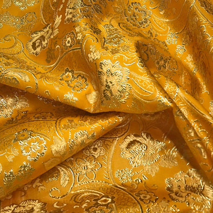 Glitter Golden Floral Jacquard Brocade - Luxury Metallic Textile
