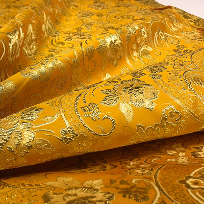 Glitter Golden Floral Jacquard Brocade - Luxury Metallic Textile