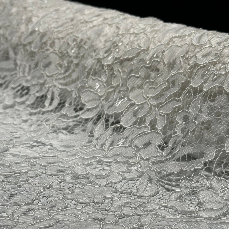 White Full-Body Floral Sheer Embroidery Lace - Eyelet Tulle Mesh