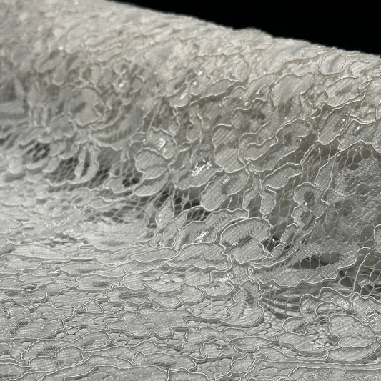 White Full-Body Floral Sheer Embroidery Lace - Eyelet Tulle Mesh
