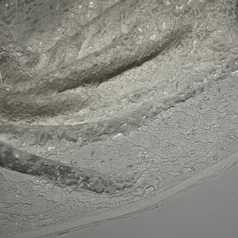 White Full-Body Floral Sheer Embroidery Lace - Eyelet Tulle Mesh