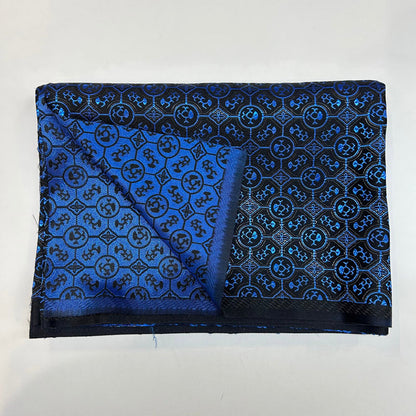 French Style Black & Blue Satin Brocade – Shiny Jacquard Embroidered
