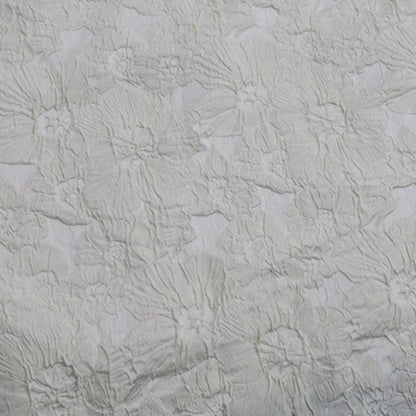 Floral Embossed Brocade - Ivory White 3D Flower Fabric For Wedding Dress