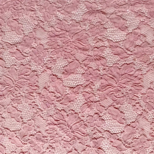 Pink Sheer Embroidery Lace - Stretch Lace with Intricate Flower