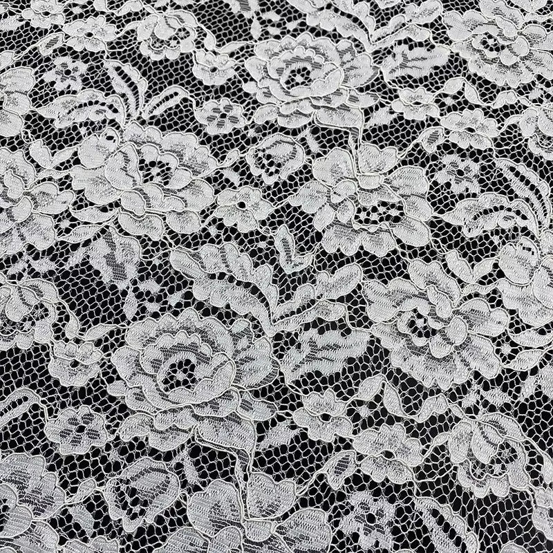 White Full-Body Floral Sheer Embroidery Lace - Eyelet Tulle Mesh